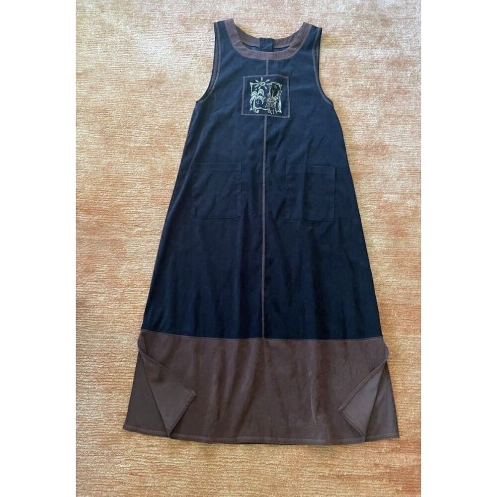 Vintage California Concepts Maxi Dress Black Brown Sleeveless Women’s Dress 14/L